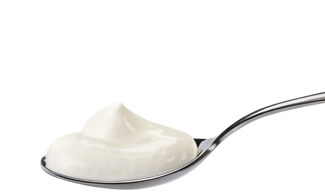 Spoon with yogurt