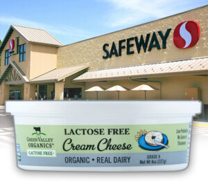 Safeway and a container of lactose free cream cheese