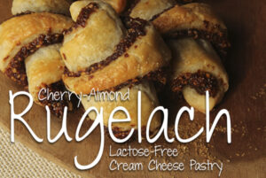 Cherry almond rugelach lactose - free cream cheese pastry 