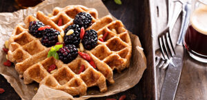 Waffle with blackberries 