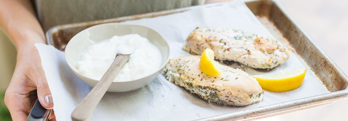 lemon, dill, and yogurt marinated chicken
