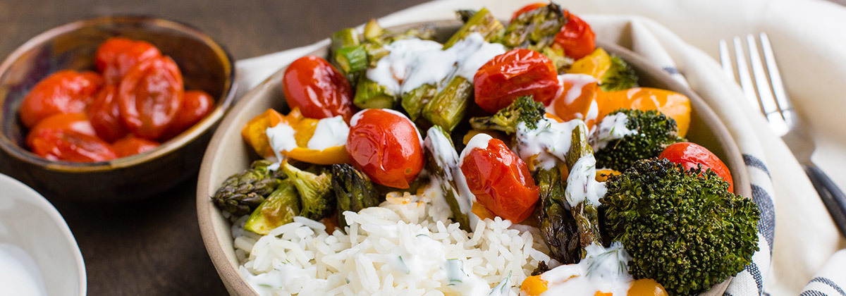 Roasted Veggie Bowl &amp; Sweet Onion Dressing | Green Valley Lactose Free